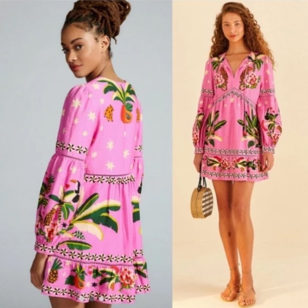 NEW Farm Rio Pink Leopard Forest Mini Dress (XL) - Picture 6 of 7